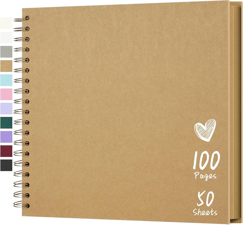 Hiwhy Scrapbook 10x10 Inch DIY Scrapbook Album Hardcover Kraft Paper Scrap Book Photo Albums 100 Pages Perfect for 4x6 / 5x7 Photos Memory Book for Family, Wedding - Image 1